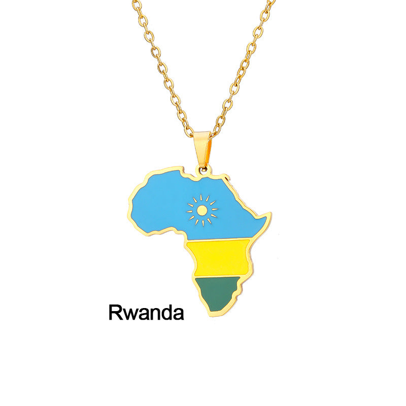 Collier Pendentif Acier Inoxydable Doré – Inspiration Africaine
