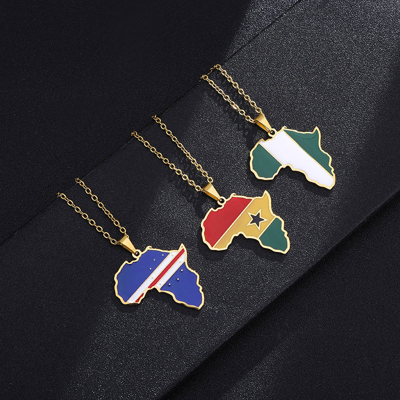 Collier Pendentif Acier Inoxydable Doré – Inspiration Africaine