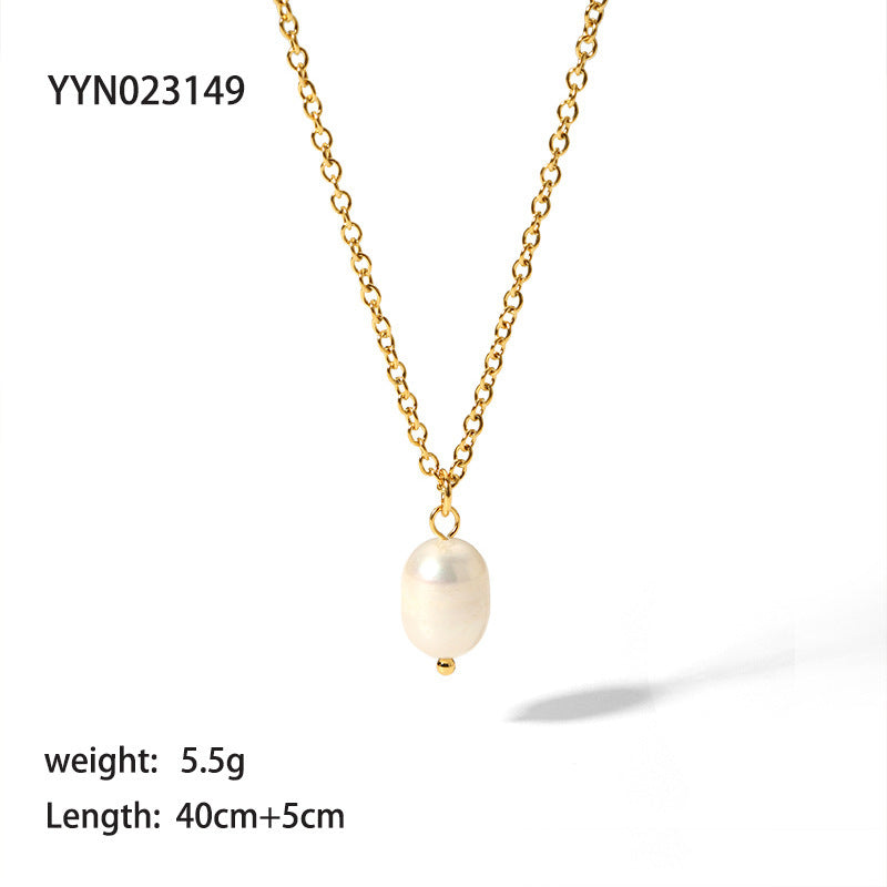 Collier de Perles d'Eau Douce – Acier Inoxydable Plaqué Or 18K