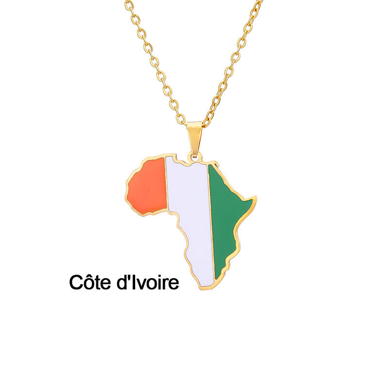 Collier Pendentif Acier Inoxydable Doré – Inspiration Africaine