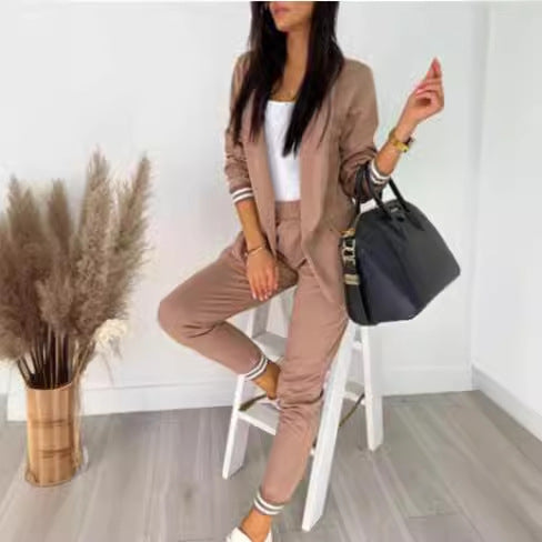 Ensemble blazer décontracté à manches longues et pantalon