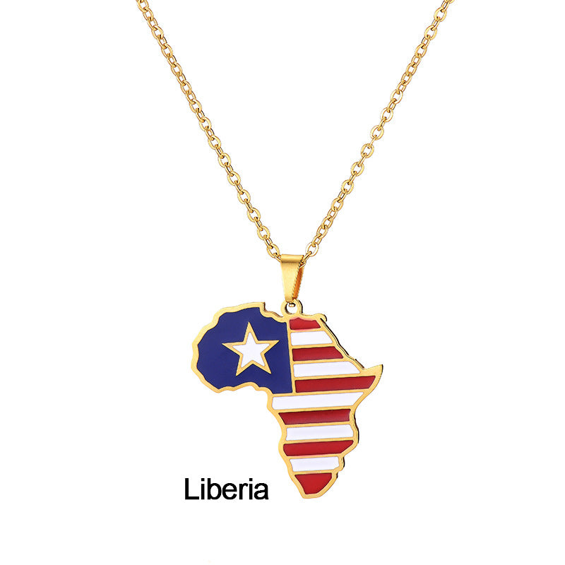 Collier Pendentif Acier Inoxydable Doré – Inspiration Africaine