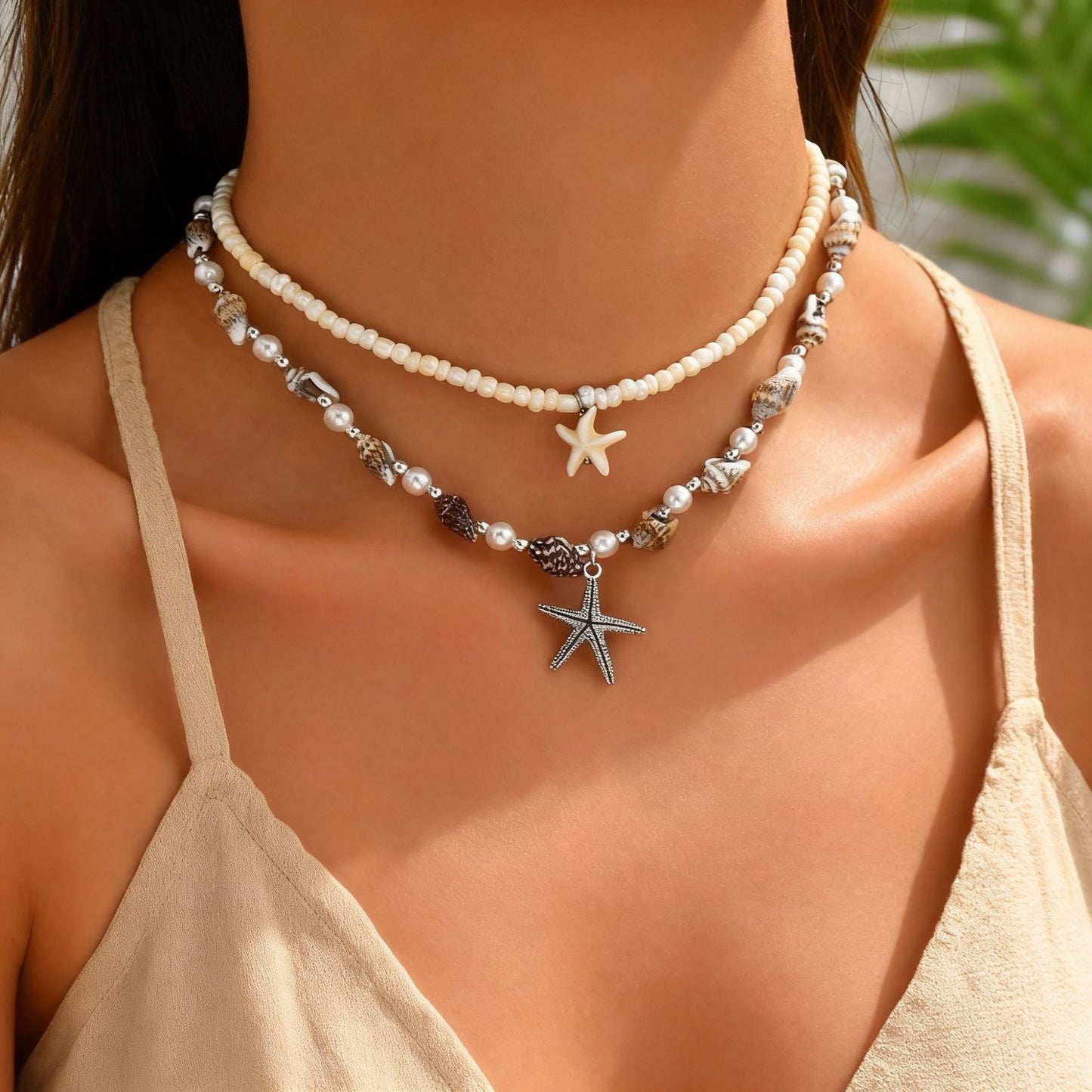 Collier Multi-Rangs Style Océan – Coquillages & Turquoise