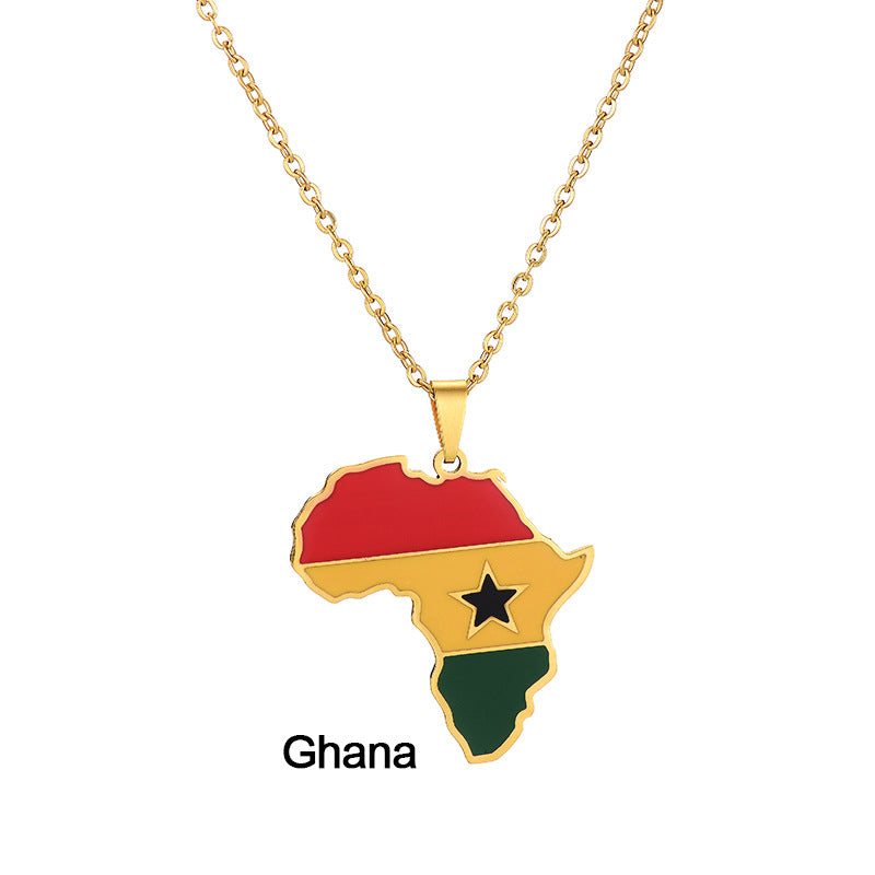 Collier Pendentif Acier Inoxydable Doré – Inspiration Africaine