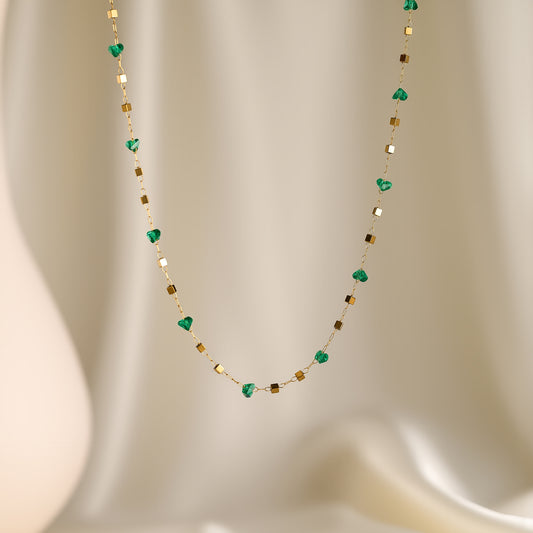 Collier Géométrique Pierre Naturelle – Acier au Titane Minimaliste