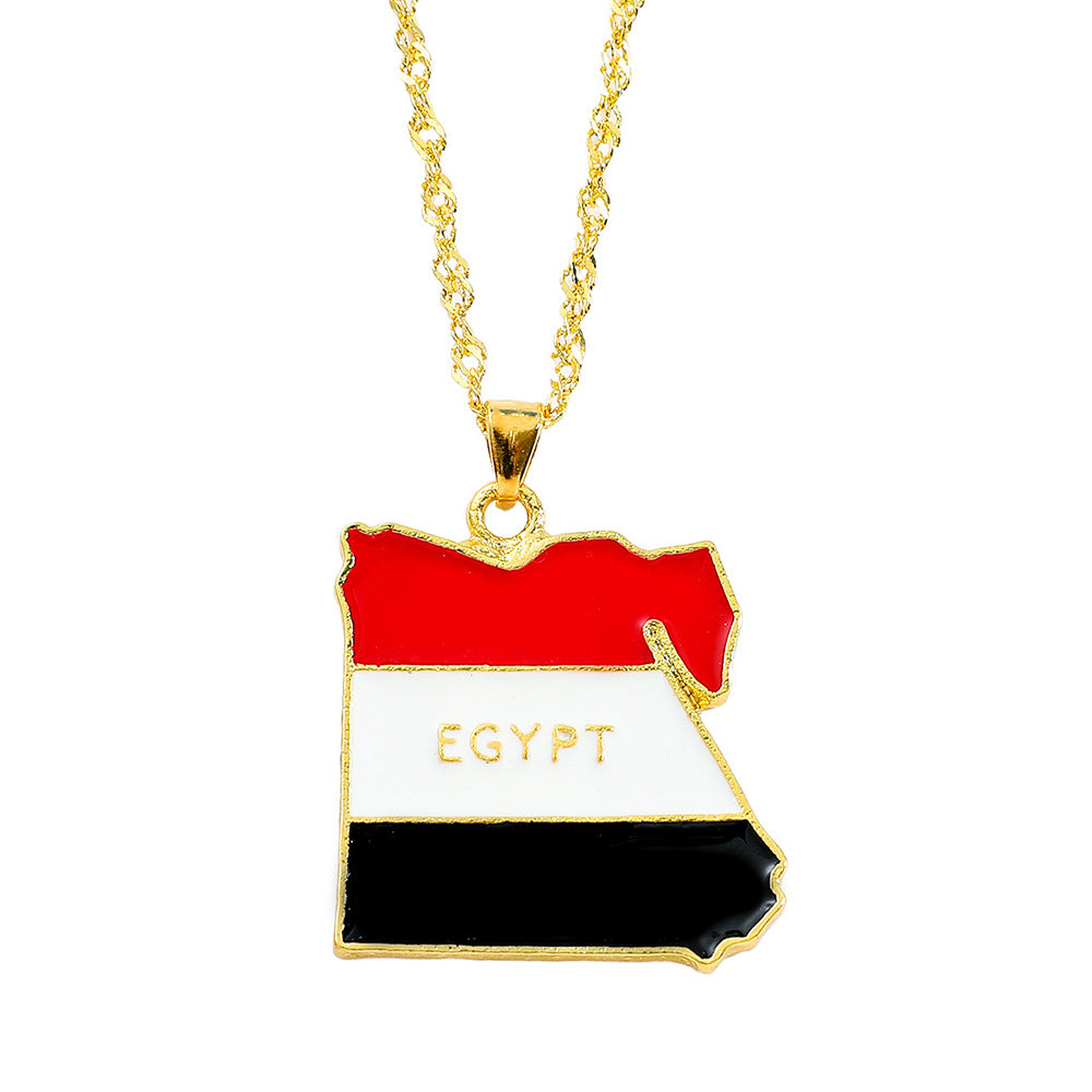 Collier Pendentif Hip-Hop Drapeau & Carte – Style Streetwear