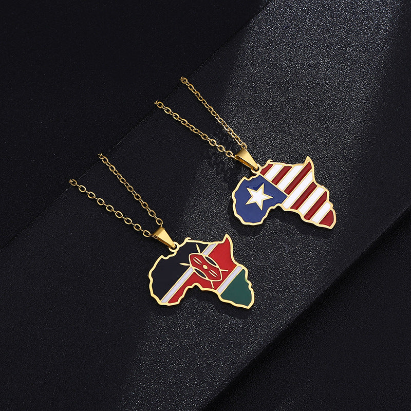 Collier Pendentif Acier Inoxydable Doré – Inspiration Africaine