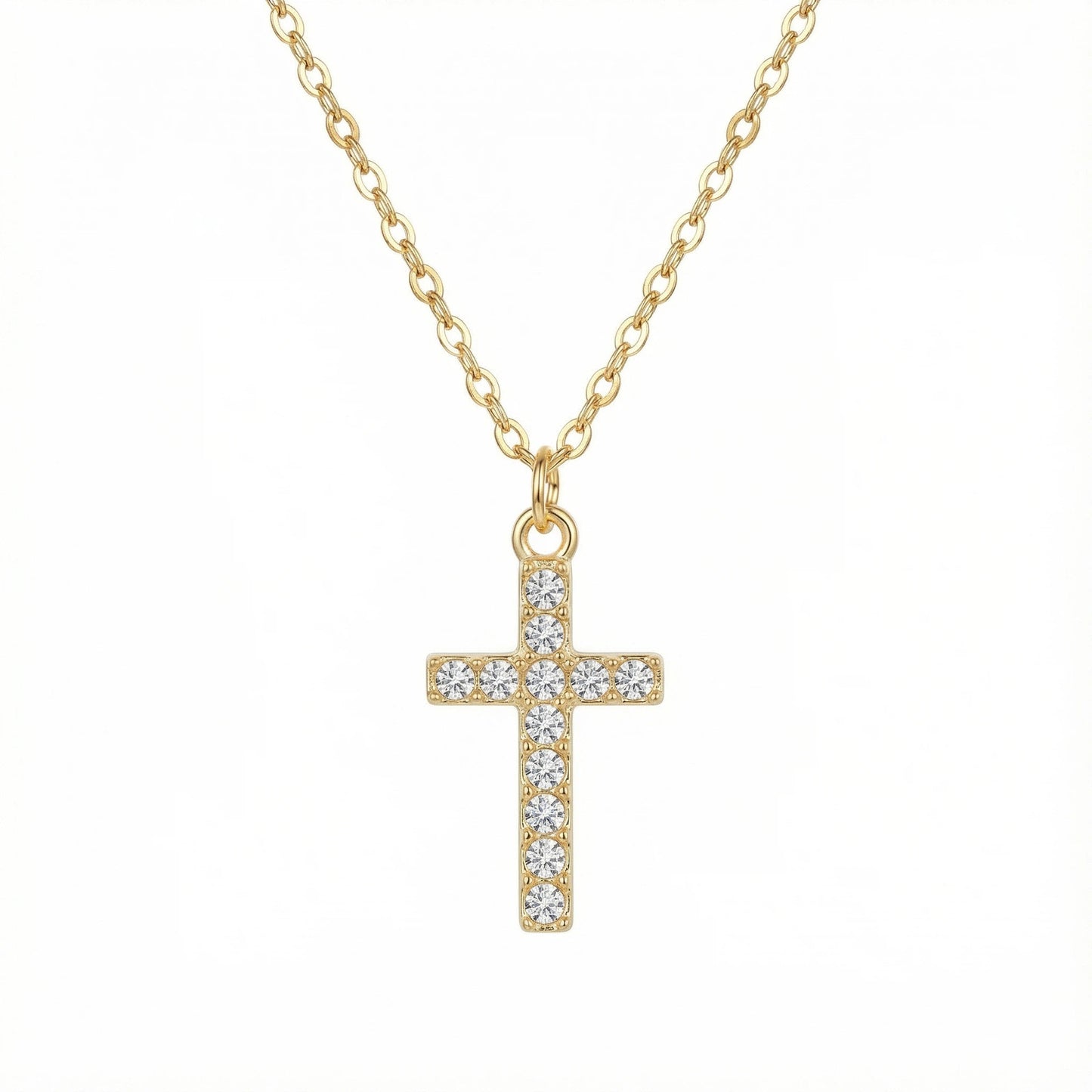 Collier en alliage avec pendentif croix en zircon