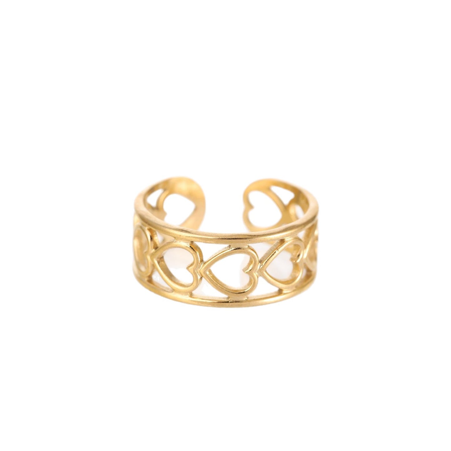 Bague ouverte ajustable en forme de cœur creux