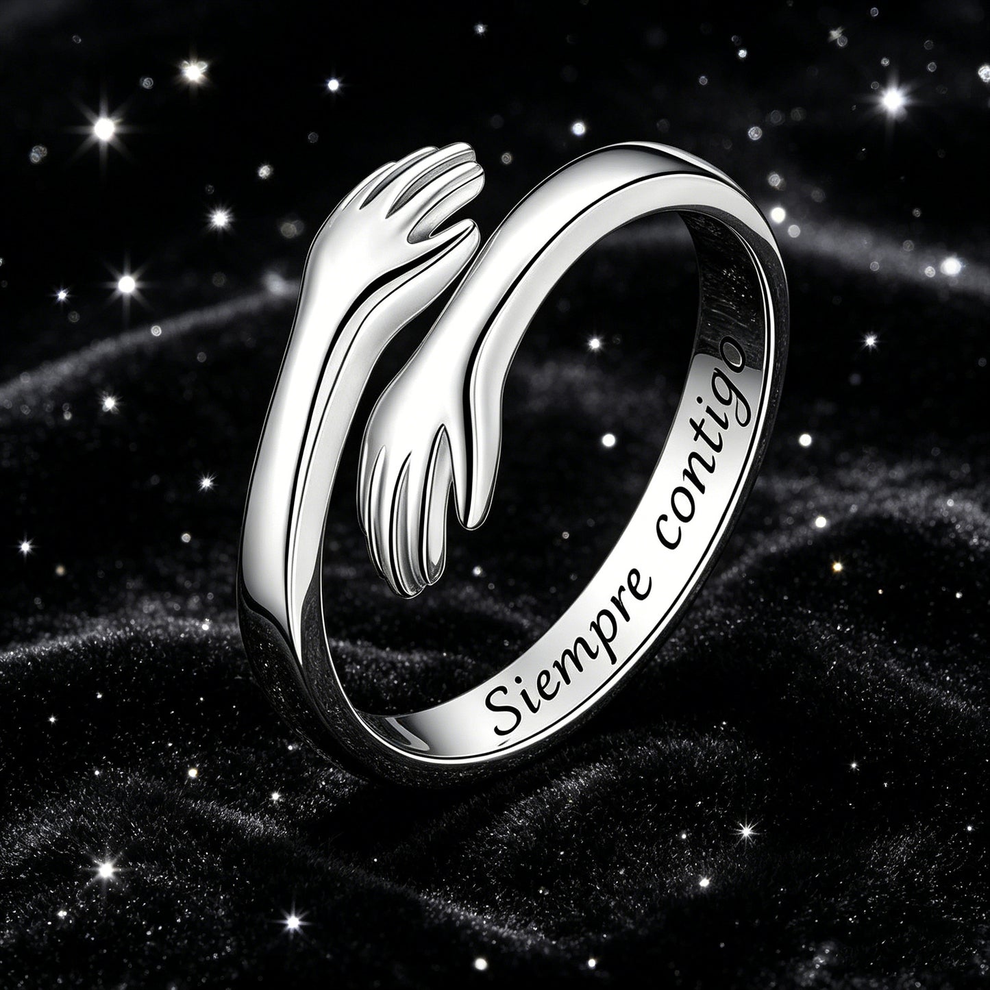 Bague géométrique ajustable en cuivre avec inscription espagnole