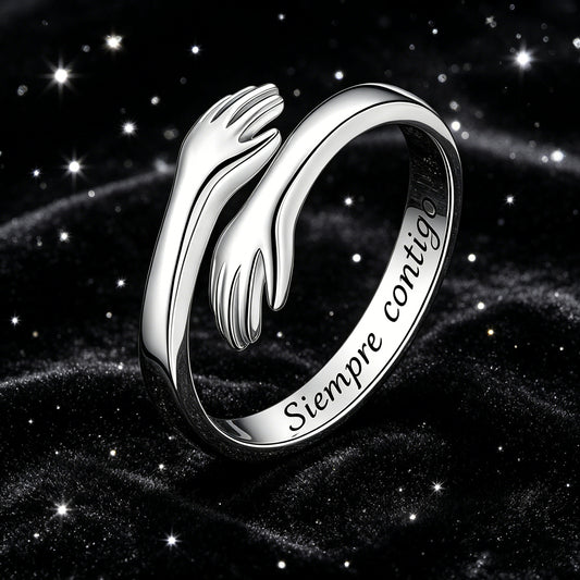 Bague géométrique ajustable en cuivre avec inscription espagnole