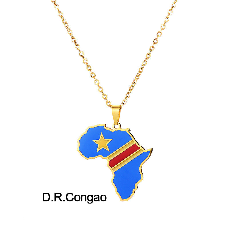 Collier Pendentif Acier Inoxydable Doré – Inspiration Africaine