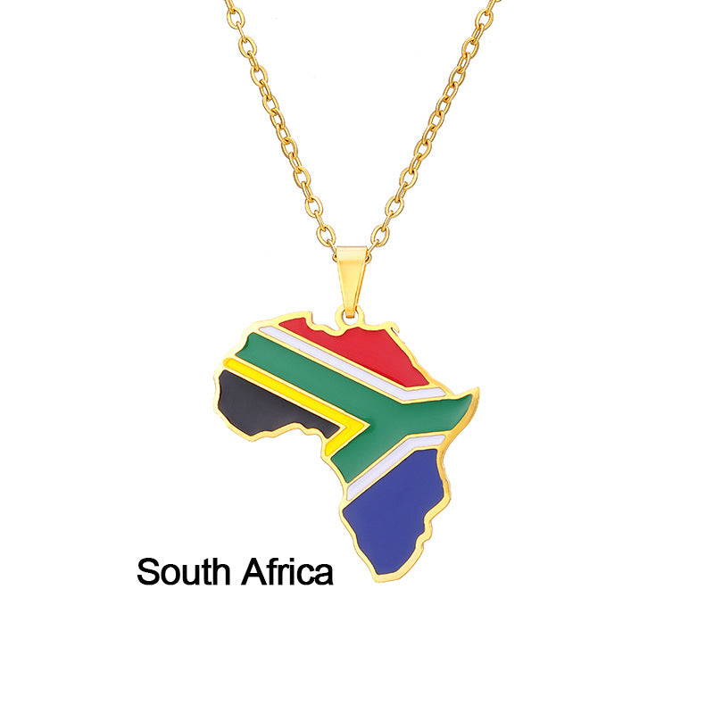 Collier Pendentif Acier Inoxydable Doré – Inspiration Africaine