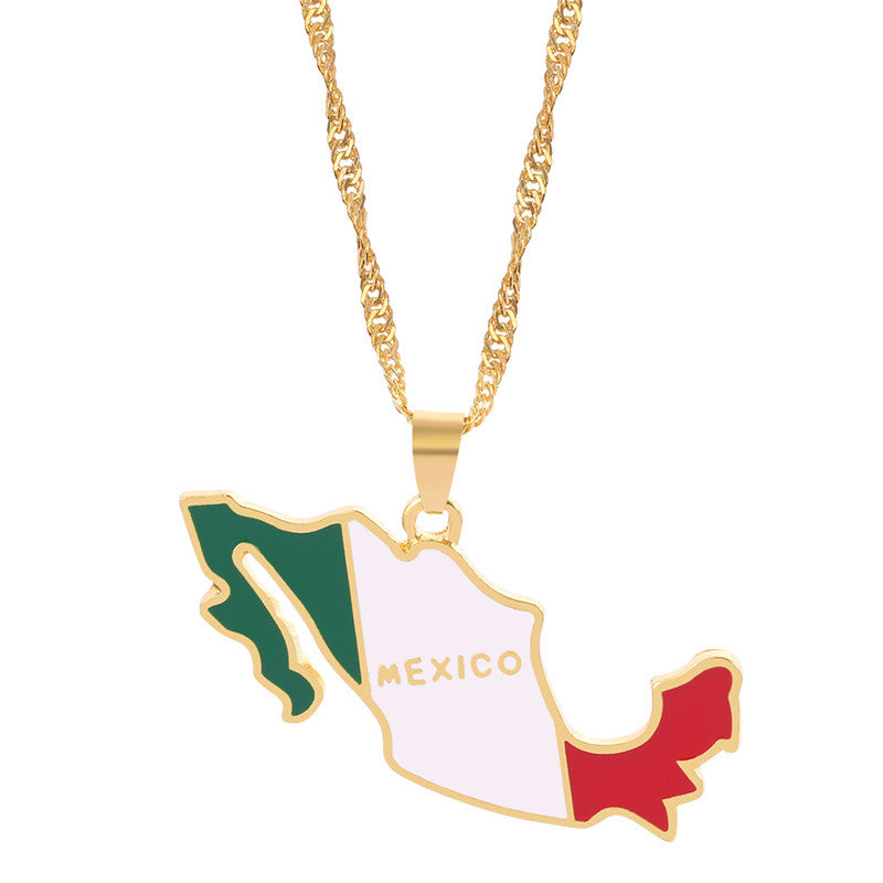 Collier Pendentif Hip-Hop Drapeau & Carte – Style Streetwear