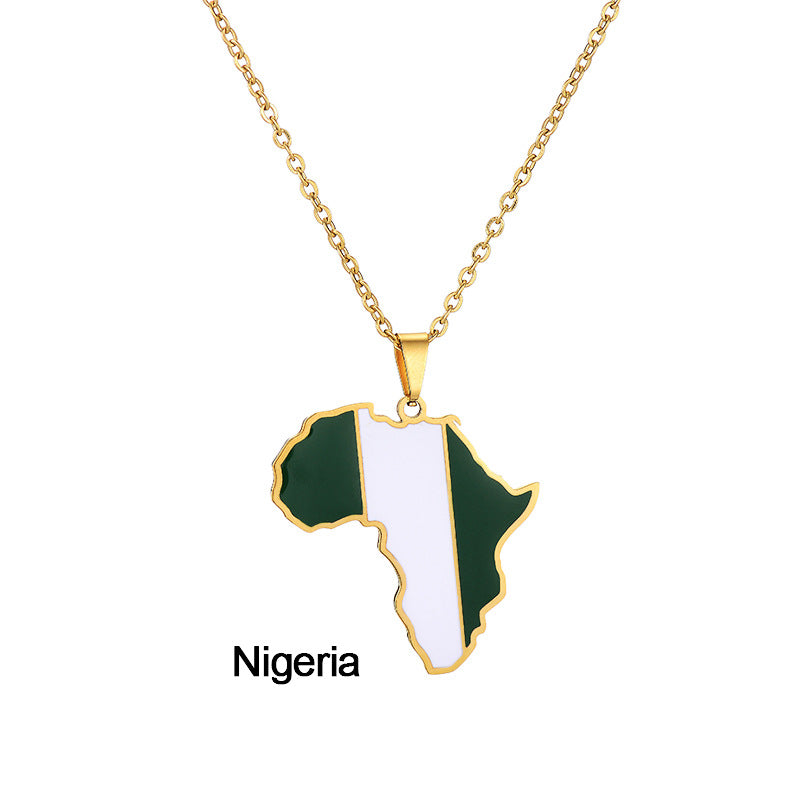 Collier Pendentif Acier Inoxydable Doré – Inspiration Africaine