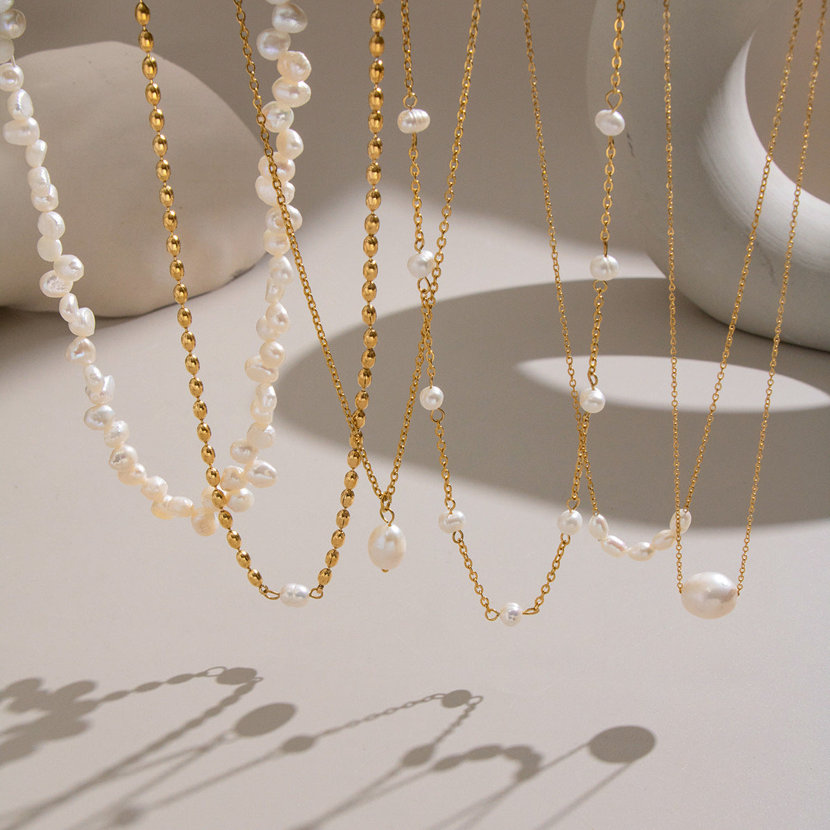 Collier de Perles d'Eau Douce – Acier Inoxydable Plaqué Or 18K