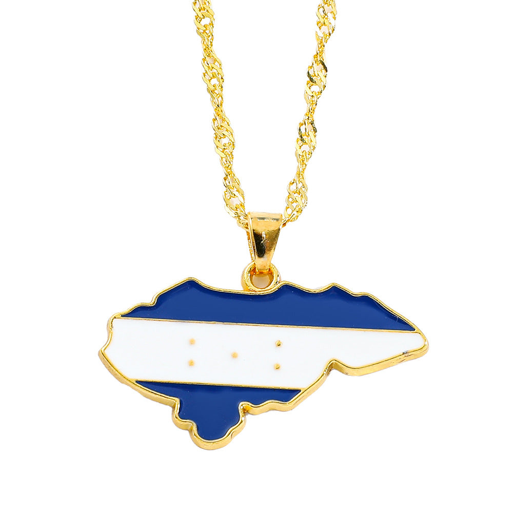 Collier Pendentif Hip-Hop Drapeau & Carte – Style Streetwear
