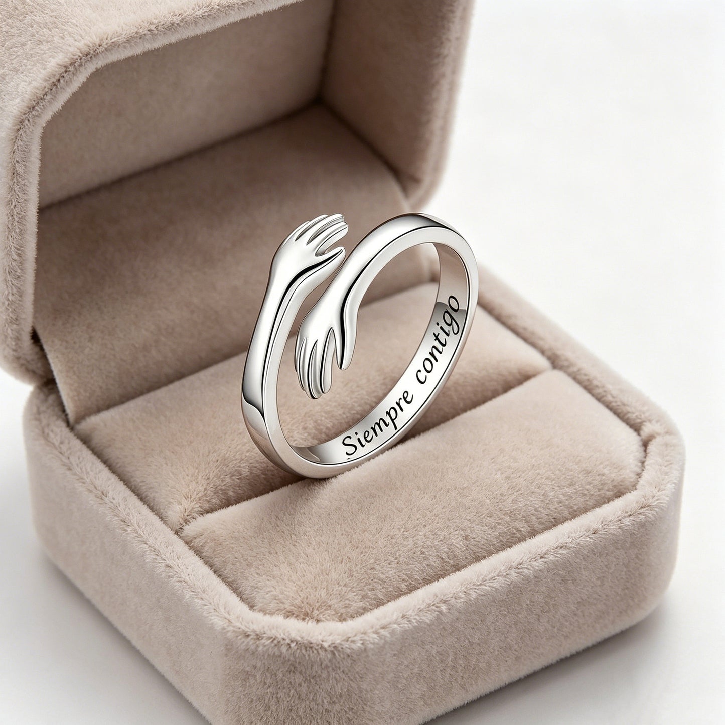 Bague géométrique ajustable en cuivre avec inscription espagnole