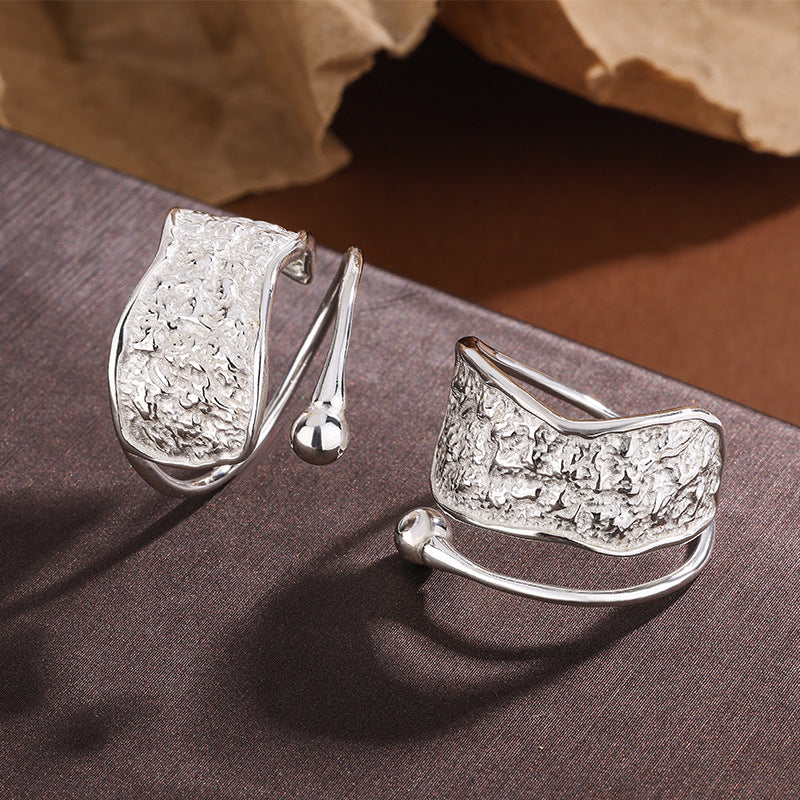 Bague géométrique ouverte ajustable en argent