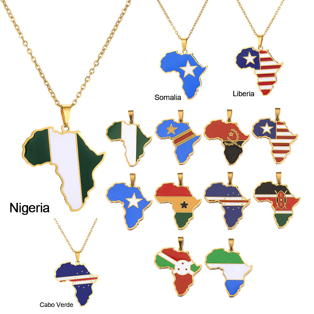 Collier Pendentif Acier Inoxydable Doré – Inspiration Africaine