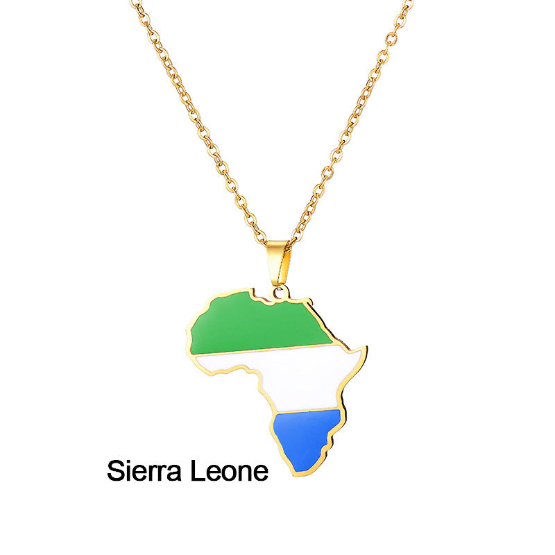 Collier Pendentif Acier Inoxydable Doré – Inspiration Africaine