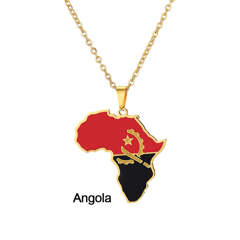 Collier Pendentif Acier Inoxydable Doré – Inspiration Africaine