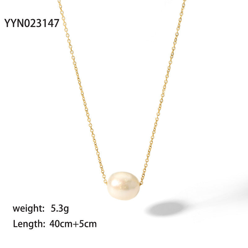 Collier de Perles d'Eau Douce – Acier Inoxydable Plaqué Or 18K