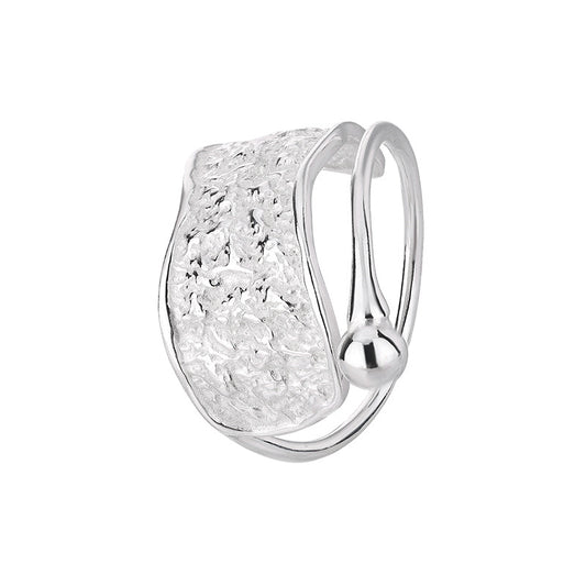 Bague géométrique ouverte ajustable en argent