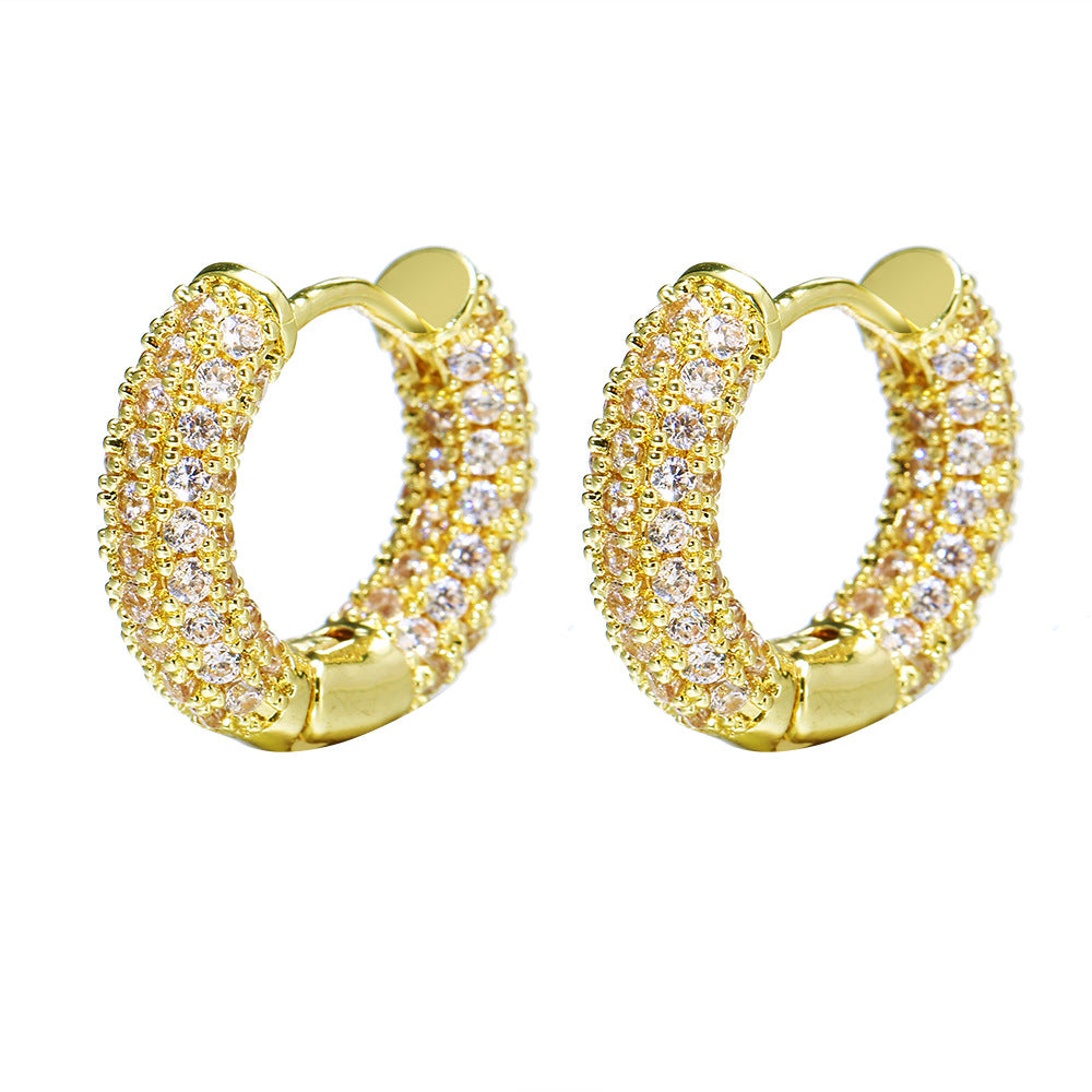Boucles d'Oreilles Anneaux en Zircon – Plaqué Or 18K
