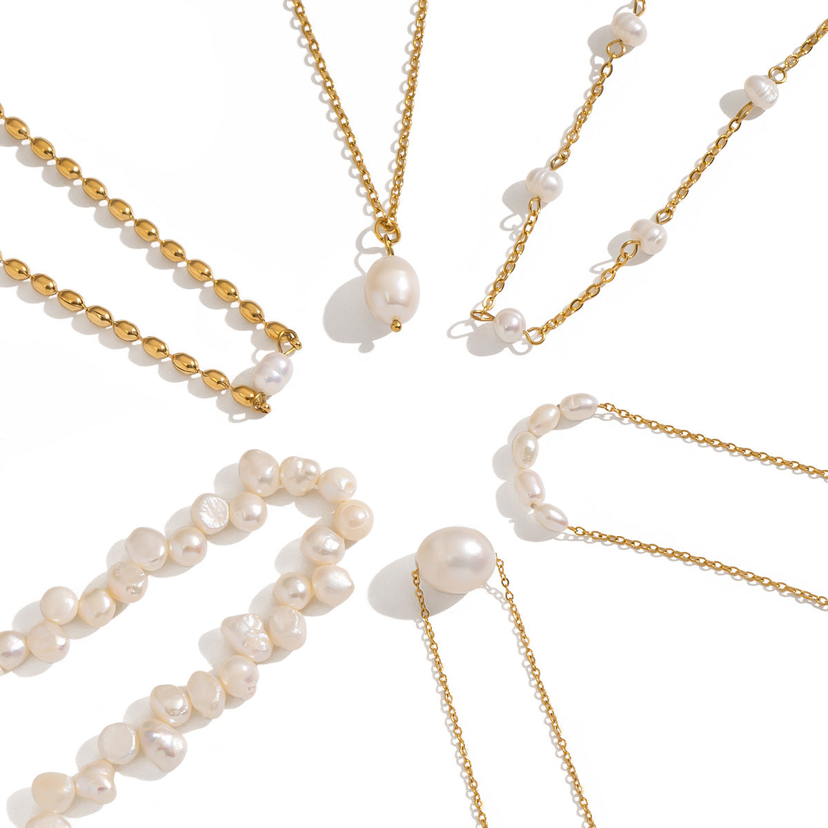 Collier de Perles d'Eau Douce – Acier Inoxydable Plaqué Or 18K