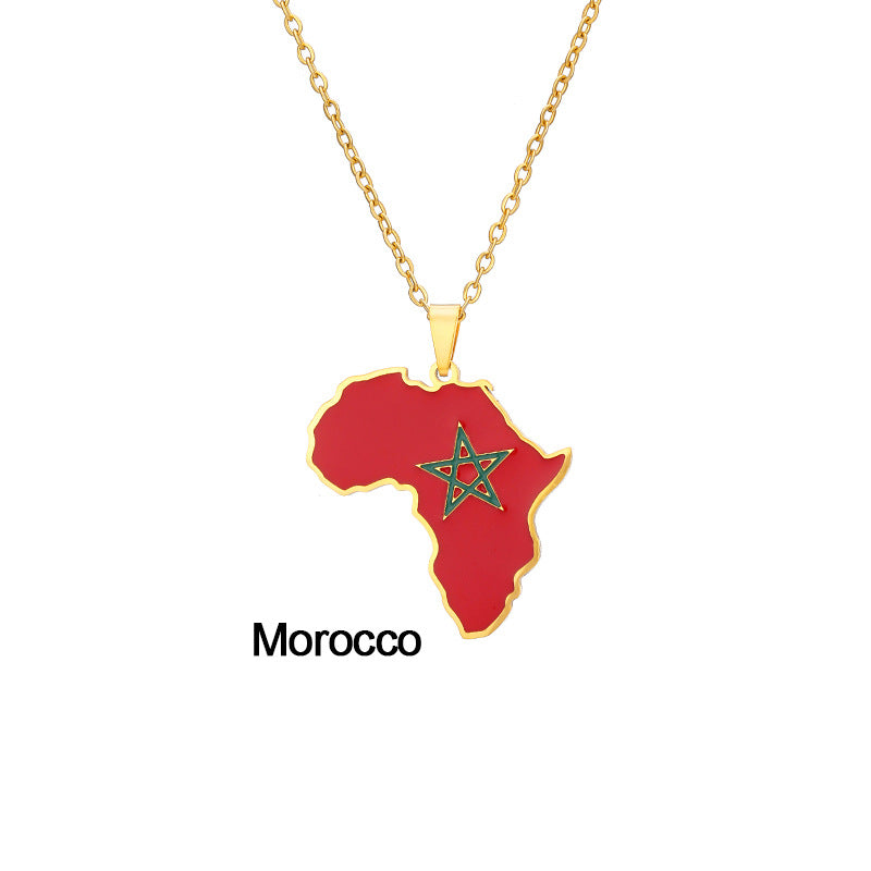 Collier Pendentif Acier Inoxydable Doré – Inspiration Africaine