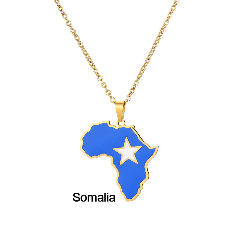 Collier Pendentif Acier Inoxydable Doré – Inspiration Africaine