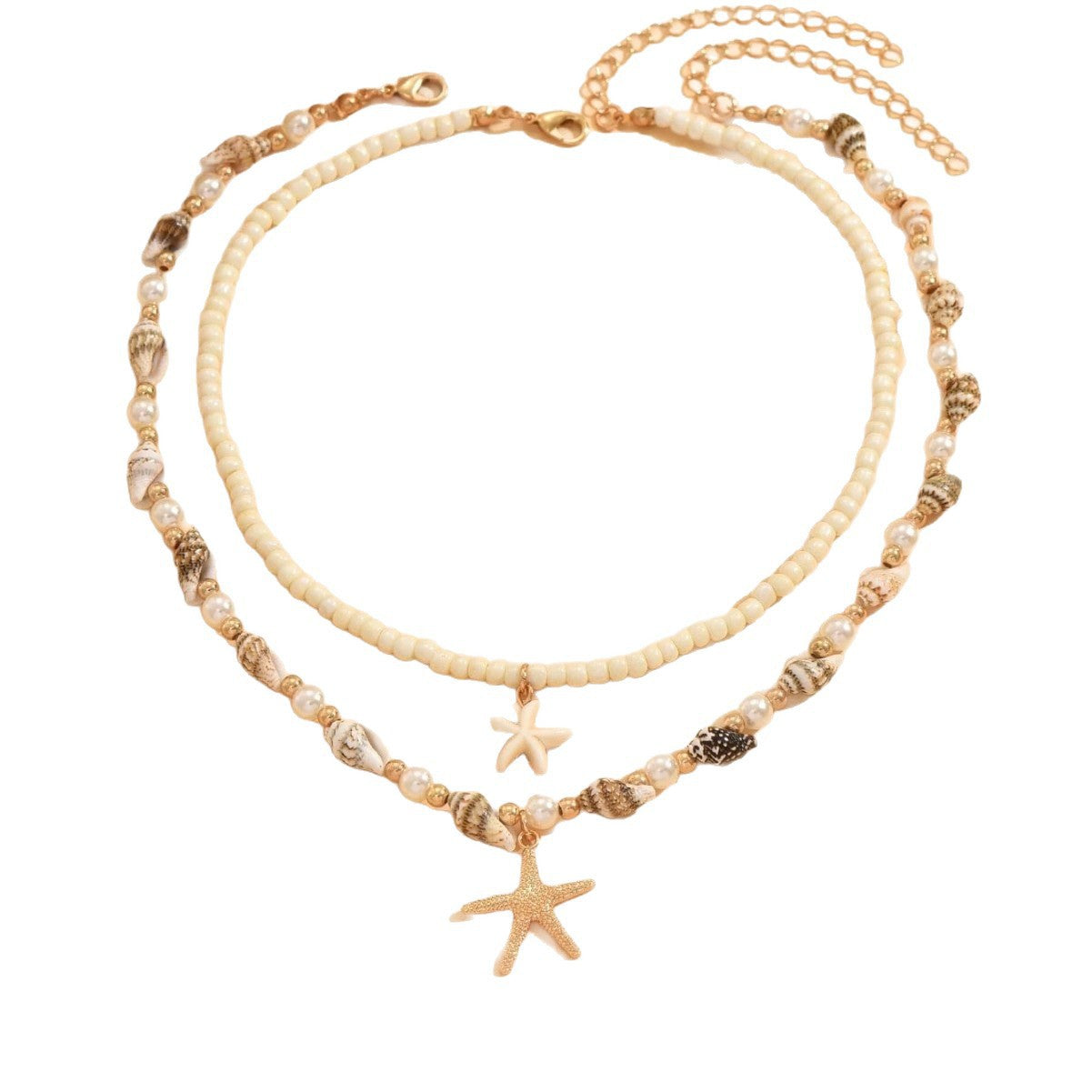Collier Multi-Rangs Style Océan – Coquillages & Turquoise