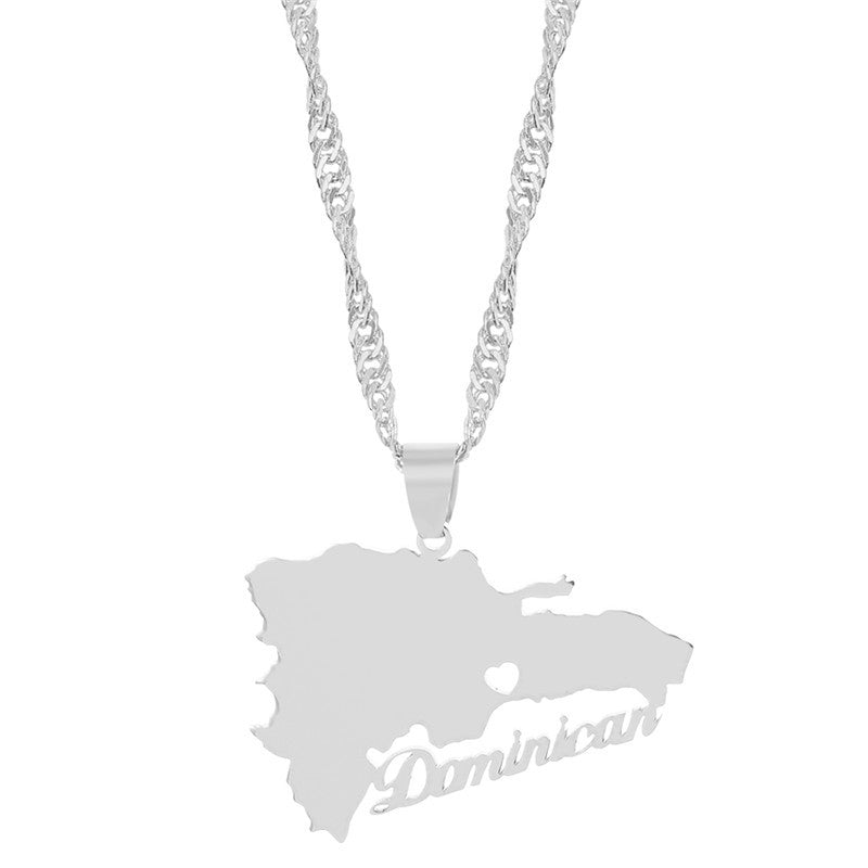 Collier Pendentif Hip-Hop Drapeau & Carte – Style Streetwear