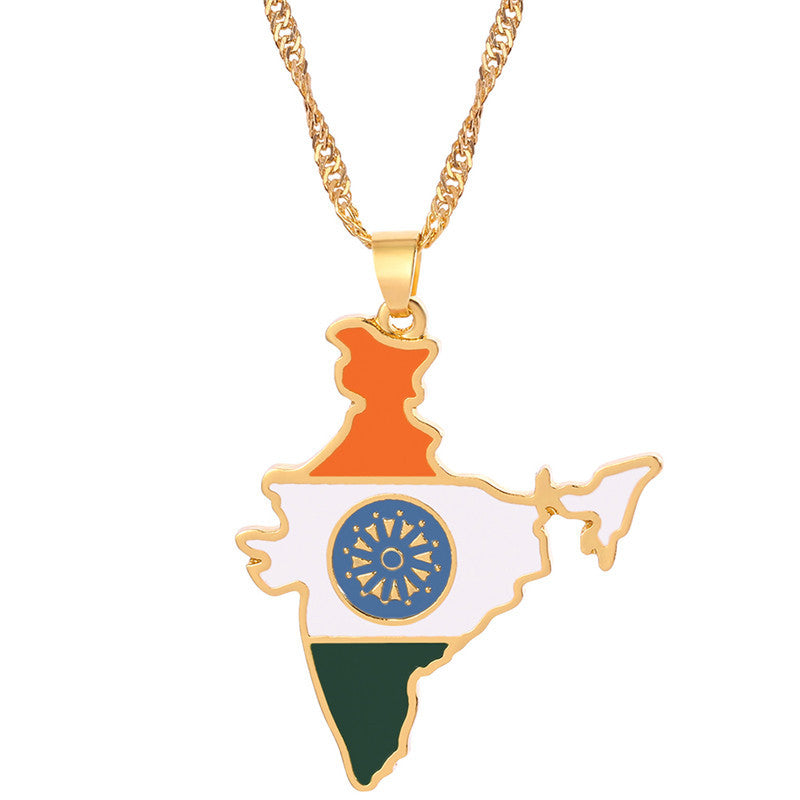 Collier Pendentif Hip-Hop Drapeau & Carte – Style Streetwear