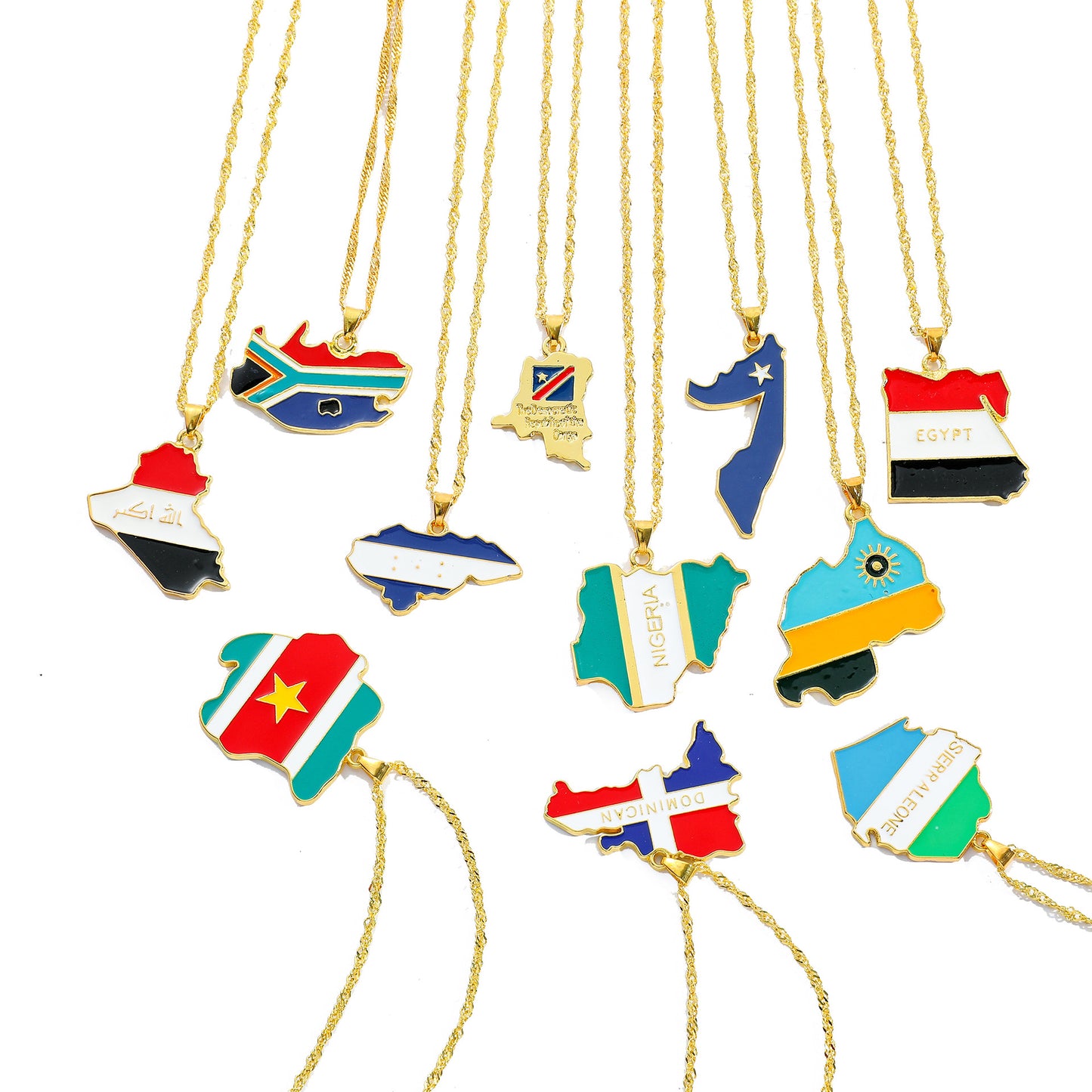 Collier Pendentif Hip-Hop Drapeau & Carte – Style Streetwear