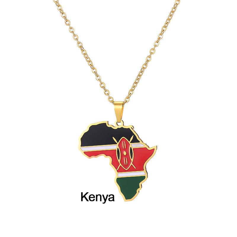 Collier Pendentif Acier Inoxydable Doré – Inspiration Africaine