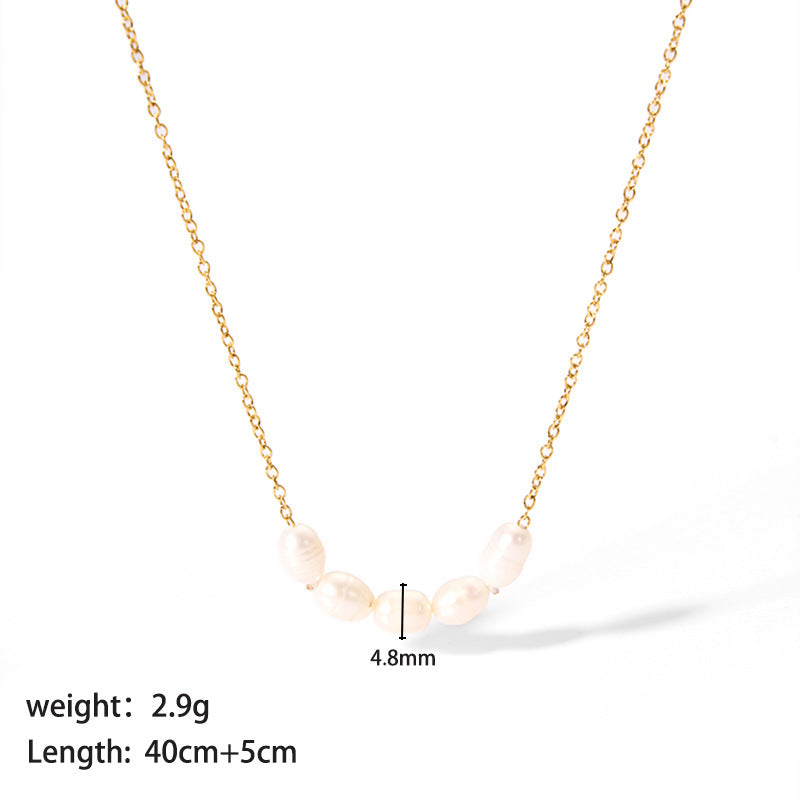 Collier de Perles d'Eau Douce – Acier Inoxydable Plaqué Or 18K