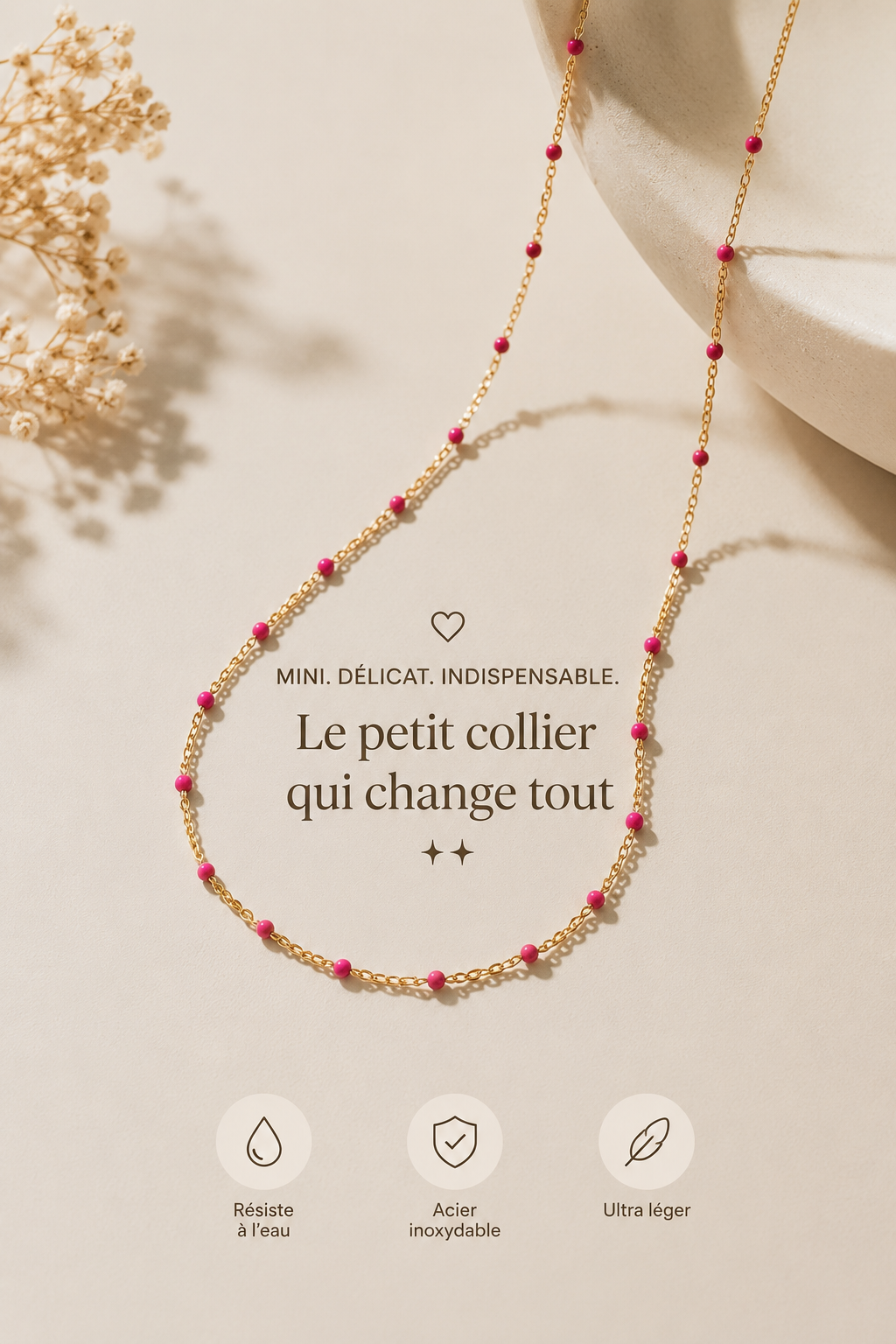 Collier Perles Acier Inoxydable — Chaîne Dorée Femme | HOLYCHIC