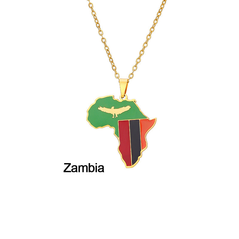 Collier Pendentif Acier Inoxydable Doré – Inspiration Africaine