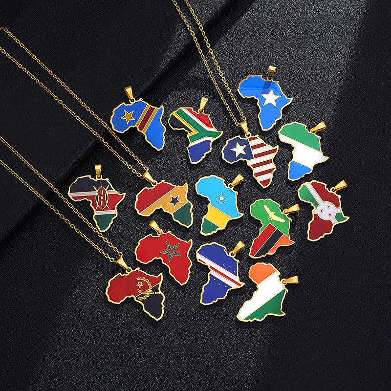 Collier Pendentif Acier Inoxydable Doré – Inspiration Africaine