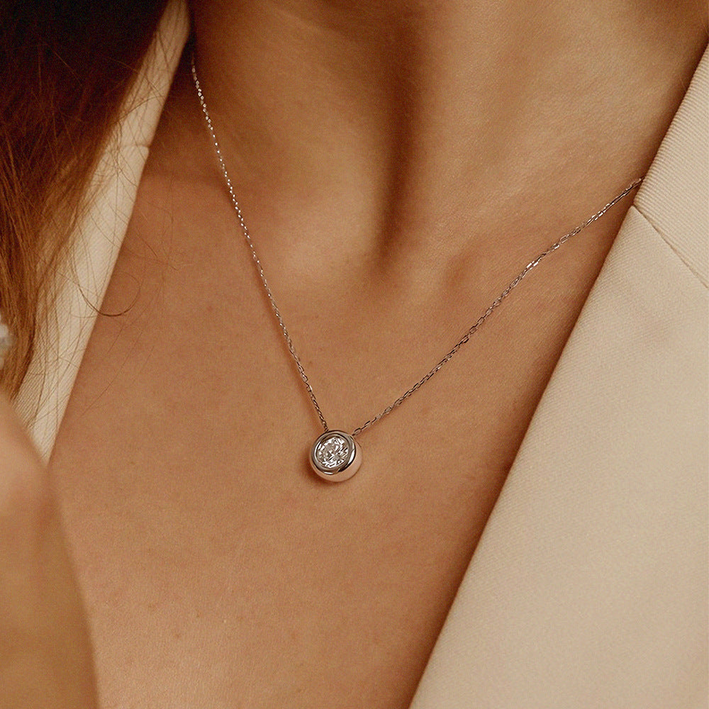Collier en argent sterling et moissanite à bulles