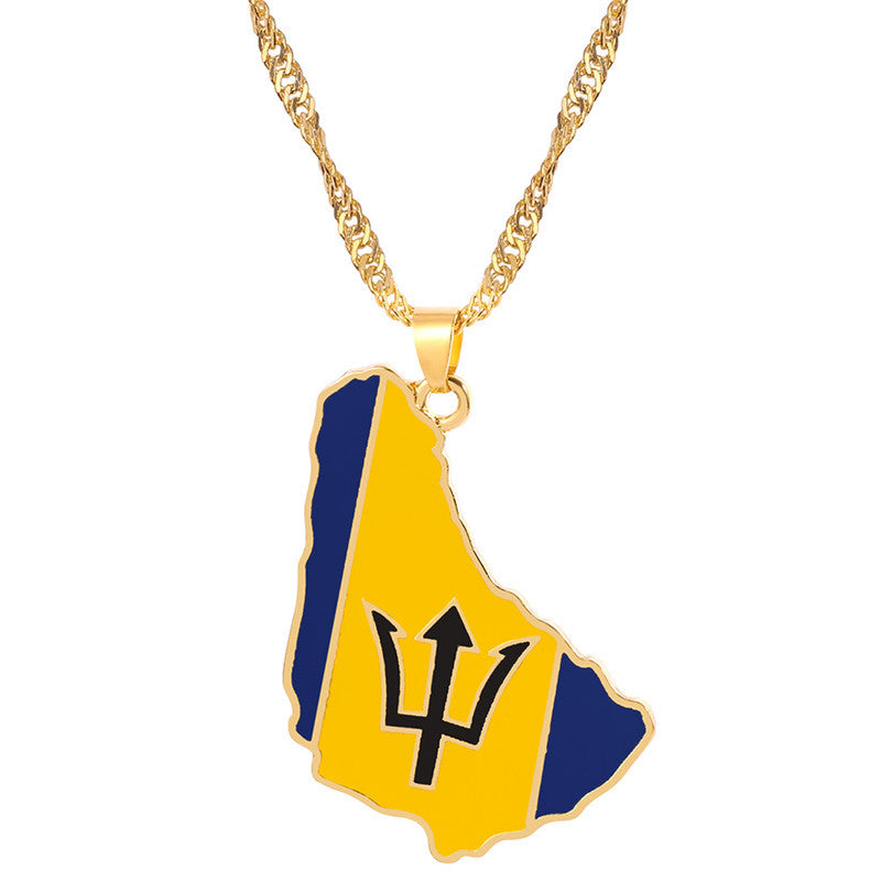 Collier Pendentif Hip-Hop Drapeau & Carte – Style Streetwear