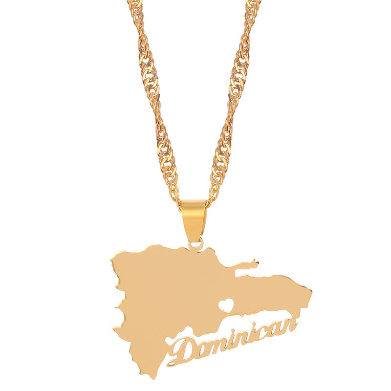 Collier Pendentif Hip-Hop Drapeau & Carte – Style Streetwear