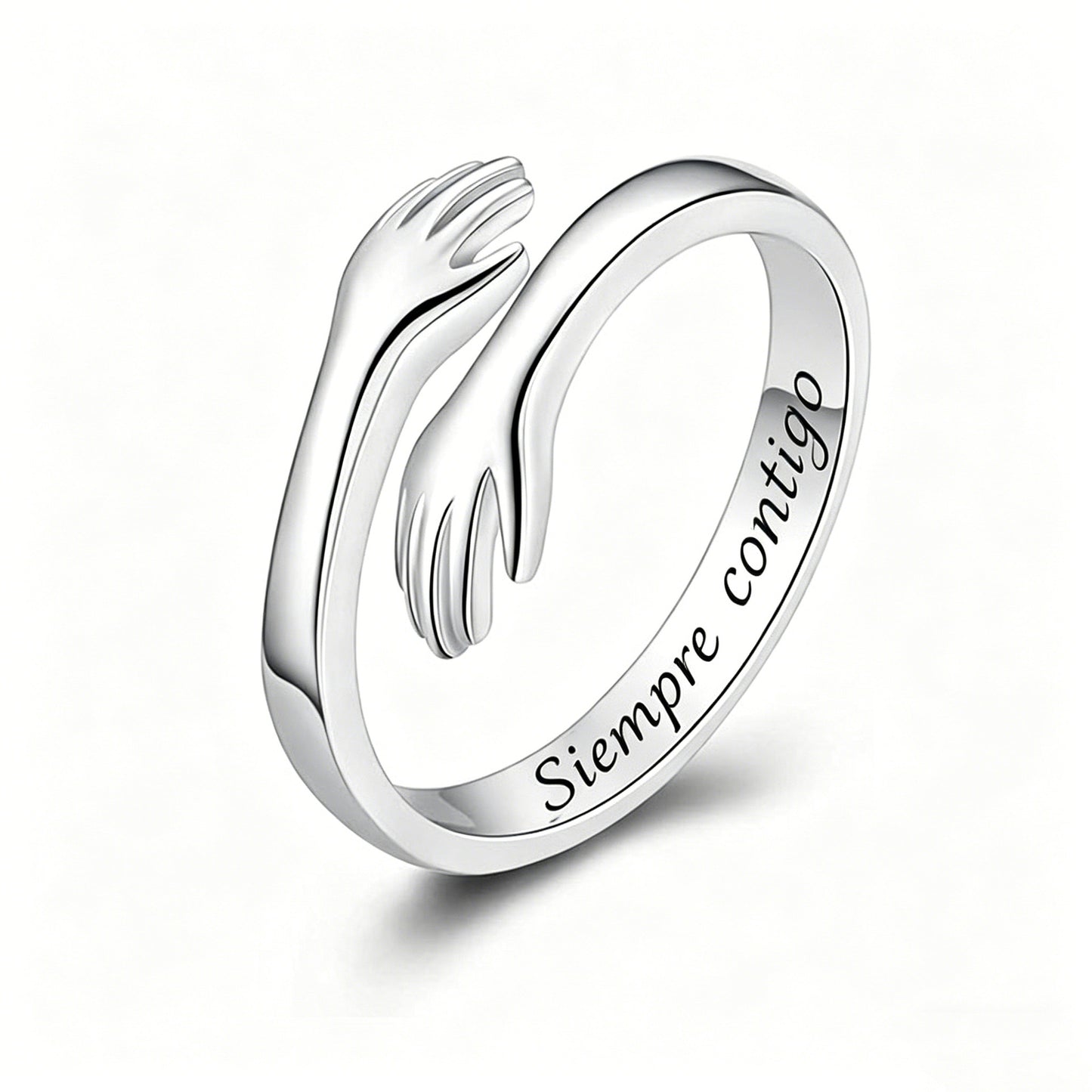 Bague géométrique ajustable en cuivre avec inscription espagnole