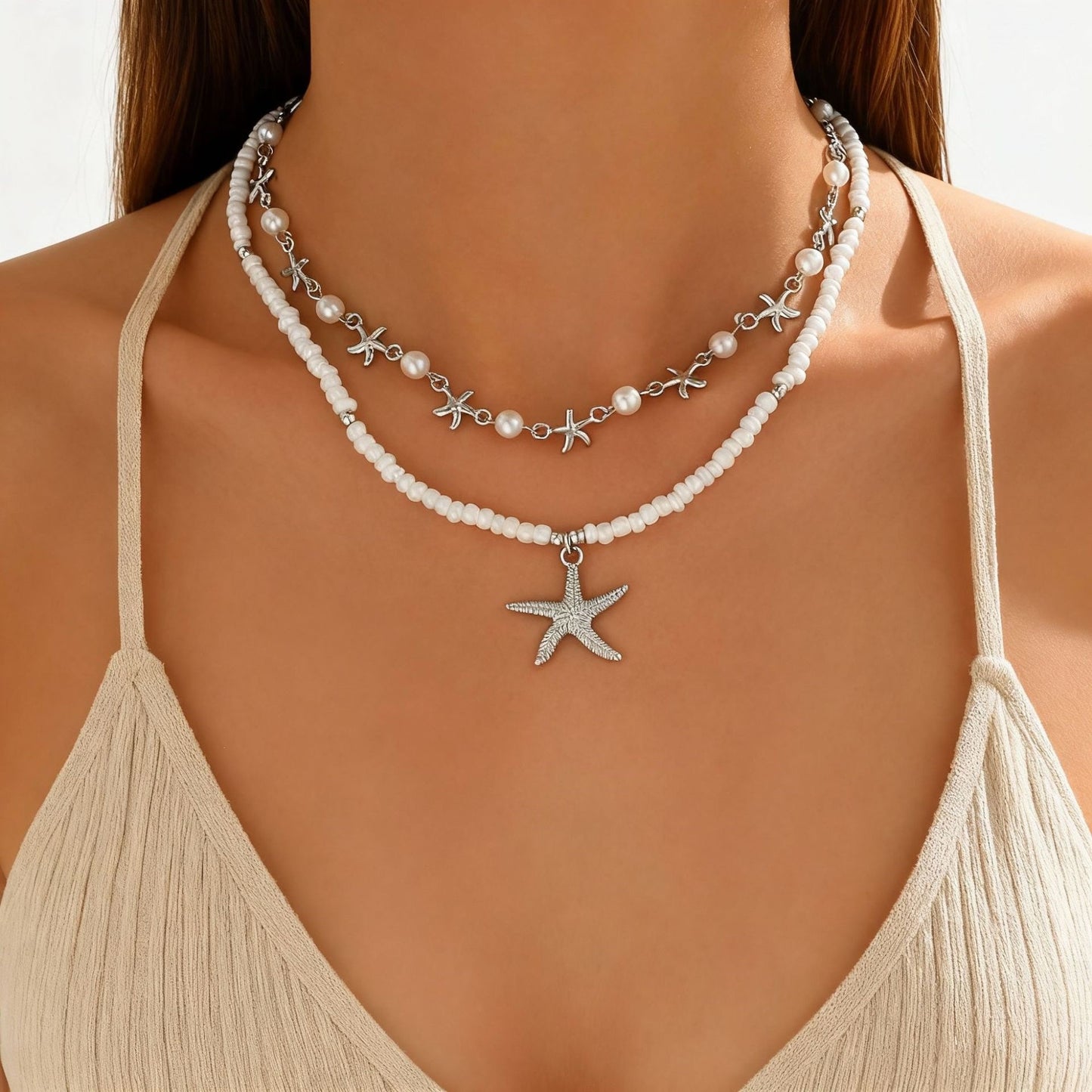 Collier Multi-Rangs Style Océan – Coquillages & Turquoise