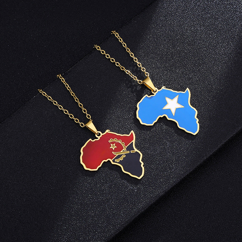 Collier Pendentif Acier Inoxydable Doré – Inspiration Africaine