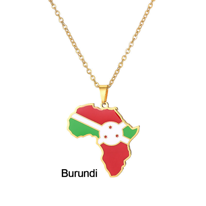 Collier Pendentif Acier Inoxydable Doré – Inspiration Africaine