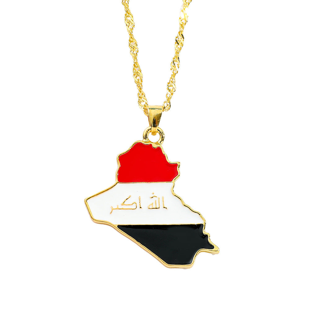 Collier Pendentif Hip-Hop Drapeau & Carte – Style Streetwear