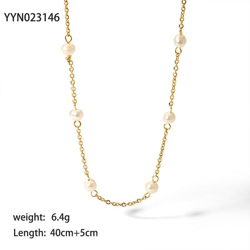 Collier de Perles d'Eau Douce – Acier Inoxydable Plaqué Or 18K
